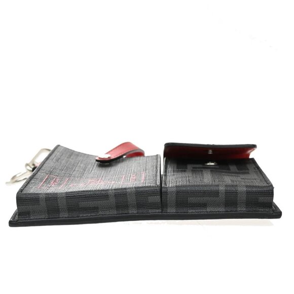 FENDI Logo Zucca Pattern Bag Charm Belt Pouch PVC Leather Black Italy 33KA976 - Picture 6 of 13